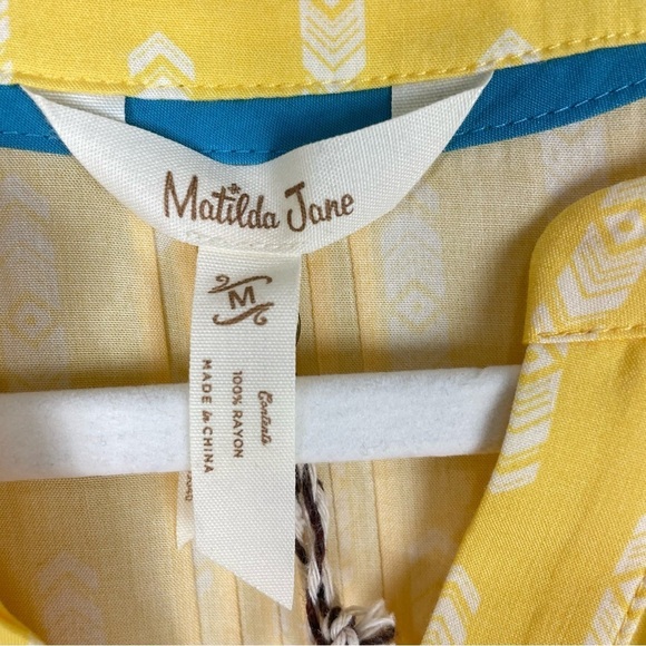 Matilda Jane Womens Medium Blouse Golden Hour Top Yellow Tunic Shirt Aztec NWT - Picture 4 of 9
